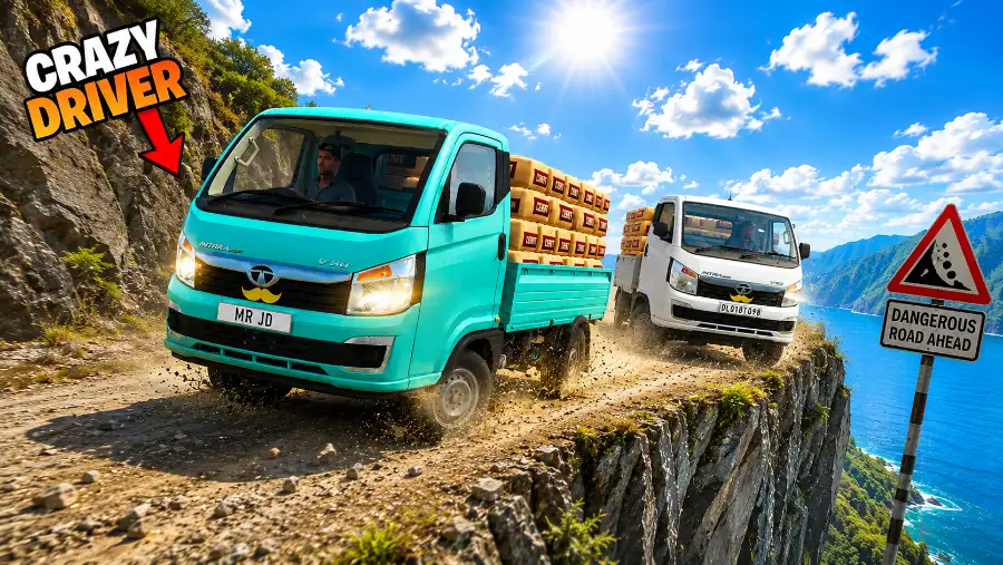 Tata Intra Game cargo vehicle driving on highway